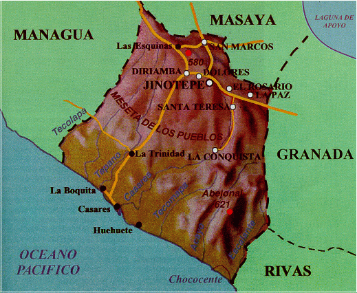 Nicaragua map of Carazo