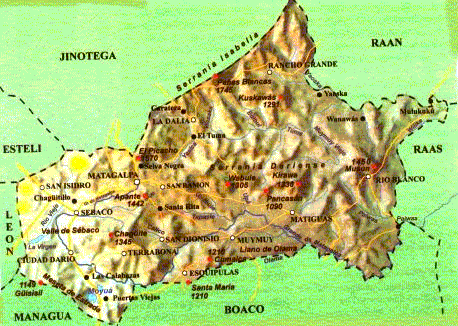Nicaragua map of Matagalpa