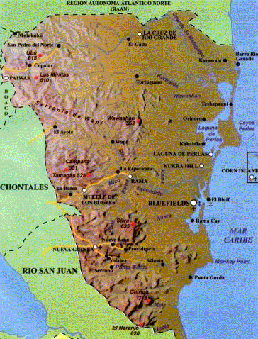 Map of RAAS Nicaragua map of RAAS